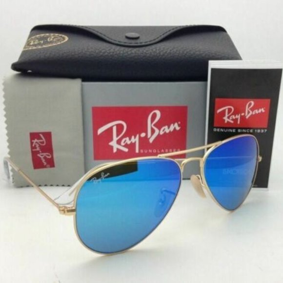 Ray-Ban Sunglasses Large Metal Gold Aviator/Blue - Picture 3 of 8